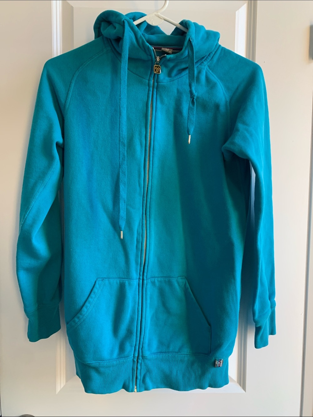 TNA Bright Teal Full-Zip Hoodie with Hood and Pockets